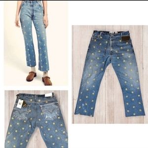 NWT Levi's Redone Embroidered Distressed Floral Vintage Denim Pants - Si…